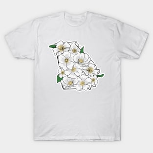 Georgia and State Flower the Cherokee Rose T-Shirt